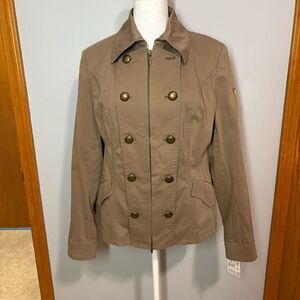 Marc Aurel double‎ breasted military khaki fitted Goge  jacket size EU 42